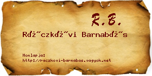 Ráczkövi Barnabás névjegykártya