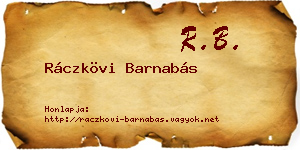 Ráczkövi Barnabás névjegykártya